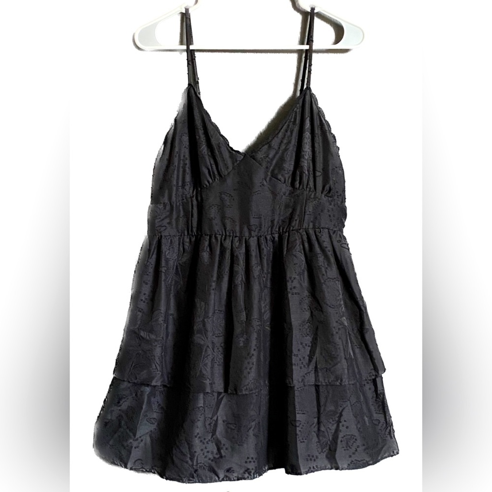 Black Floral Print Babydoll Dress